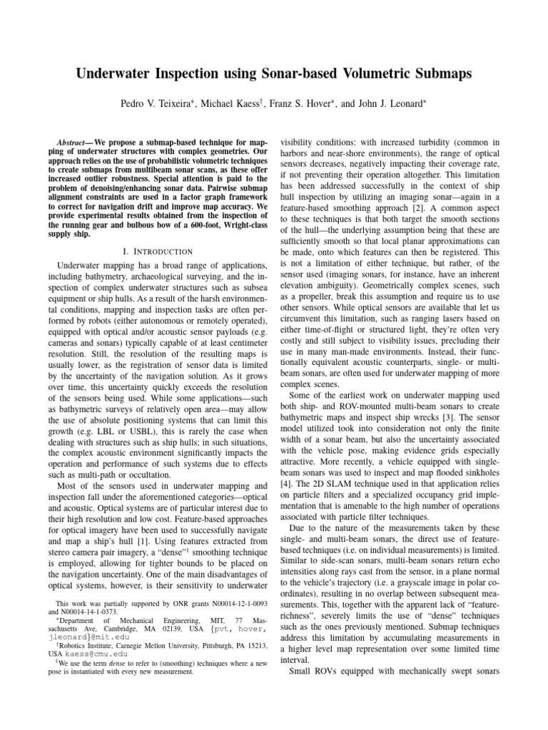 Sonar Submaps For Underwater Mapping | PDF | Sonar