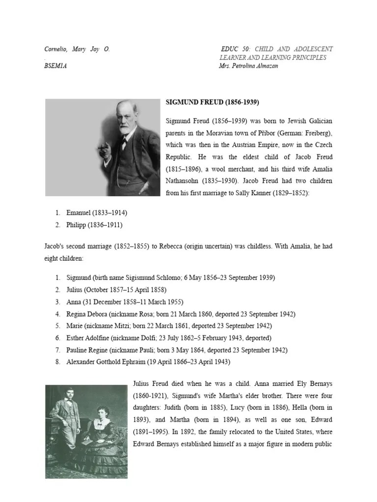 SIGMUND FREUD'S PSYCHOANALYTIC THEORY (1) | PDF | Freud Family