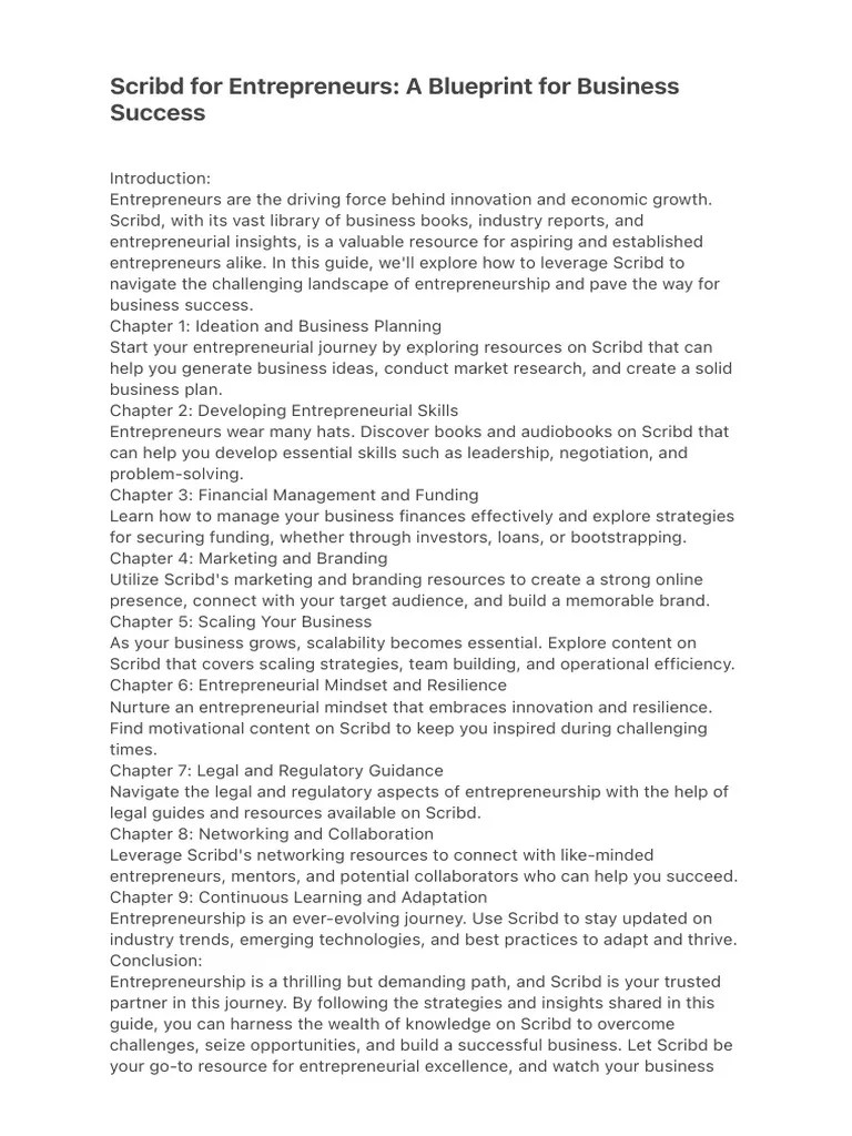 Scribd For Entrepreneurs: A Blueprint For Business Success | PDF ...