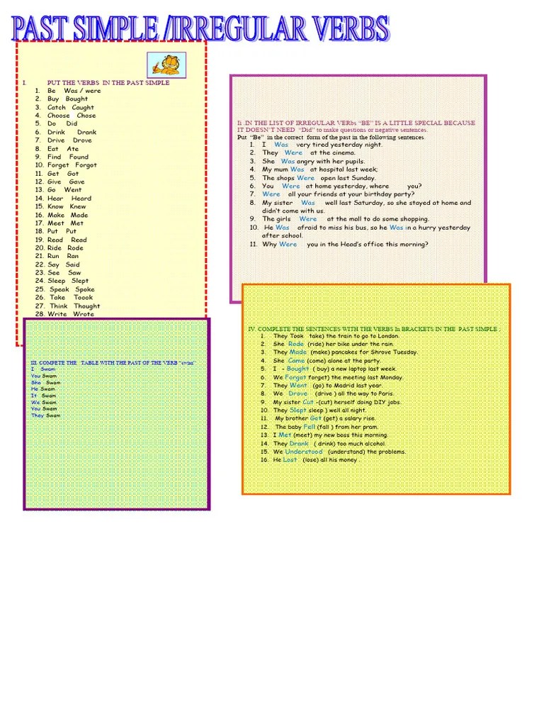 Past Simple Irregular Verbs Grammar Guide And Prac Grammar Drills Grammar Guides - 79221 | PDF
