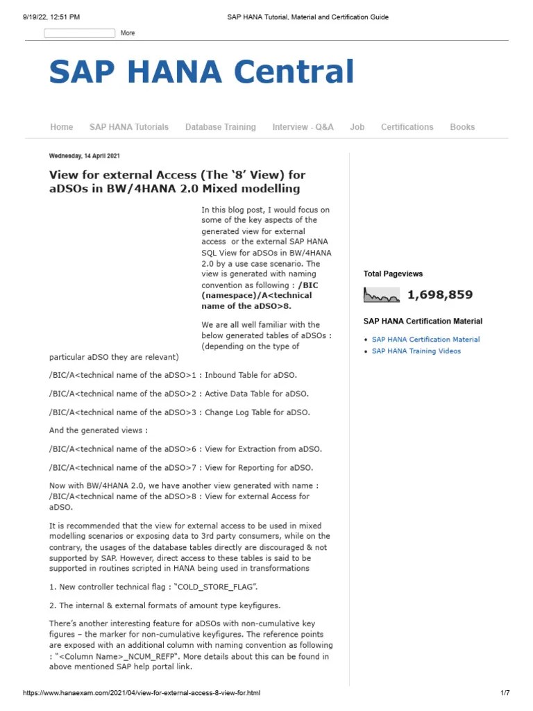 SAP HANA Tutorial, Material And Certification Guide | PDF | Databases | Computer Programming