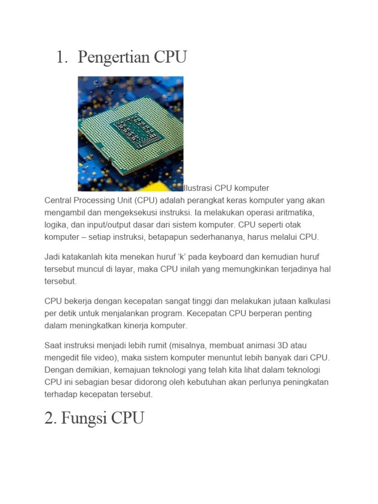 Pengertian CPU | PDF