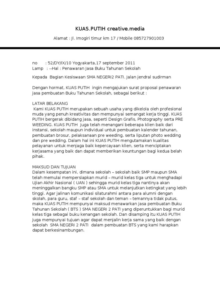 8 contoh surat dinas resmi yang baik dan benar. Proposal Penawaran Sma 2