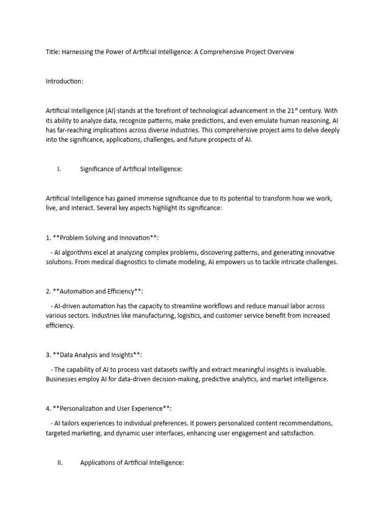 Harnessing The Power Of Artificial Intelligence | PDF | Artificial ...