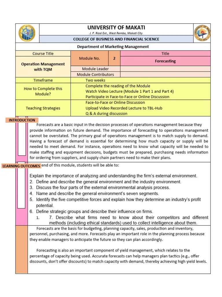 Module 2 - Forecasting | PDF | Forecasting | Moving Average