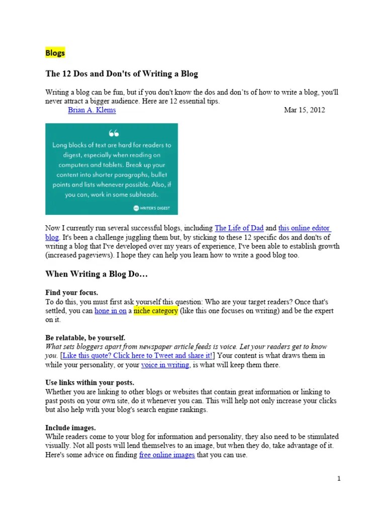 How To Write A Blog | PDF | Blog | Human Communication