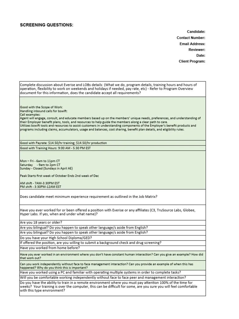 Screening And Interview Questions | PDF | Computer Monitor | Question