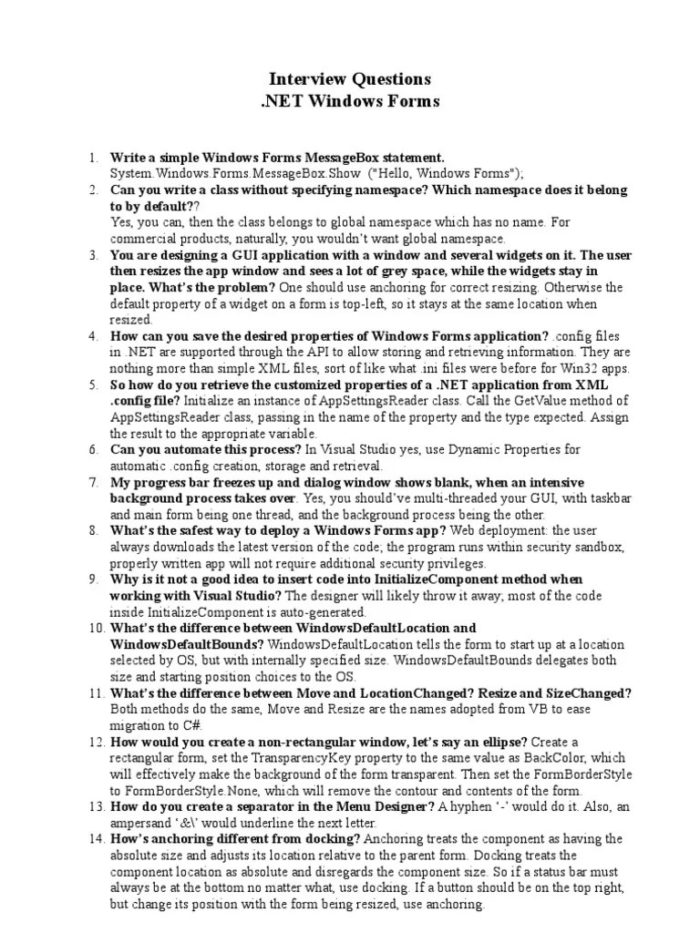 DotNet SQL Interview Questions | Download Free PDF | Class (Computer ...