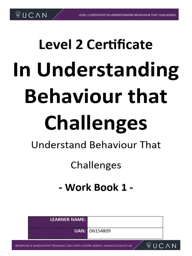 Level 2 Certificate In Understanding Behaviour That Challenges | PDF ...