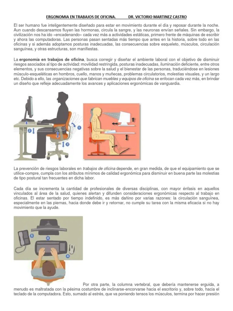 Ergonomia En Trabajos De Oficina | PDF | Factores Humanos Y Ergonomía ...