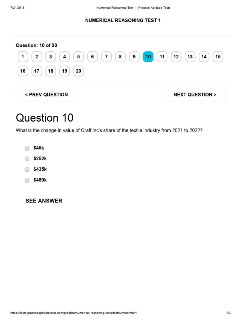 Numerical Reasoning Practice Test 1 Pdf Computers
