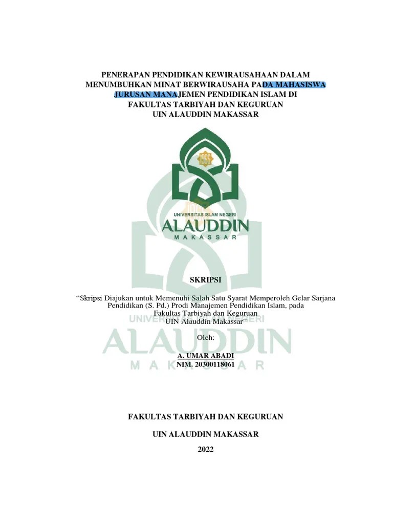 Penerapan Pendidikan Kewirausahaan Dalam Menumbuhkan Minat Berwirausaha Pada Mahasiswa Jurusan ...