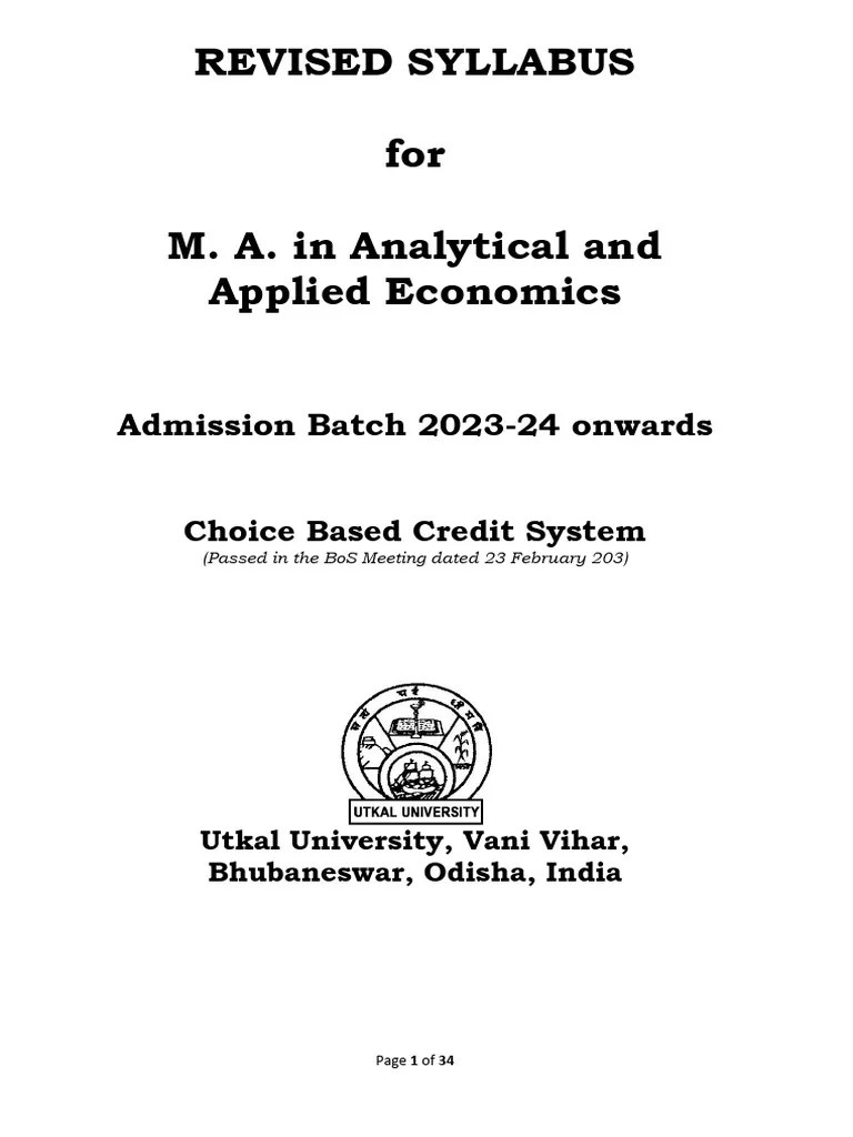 MA Economics CBCS 2023 24 With Objectives | PDF | Economics | Regression Analysis