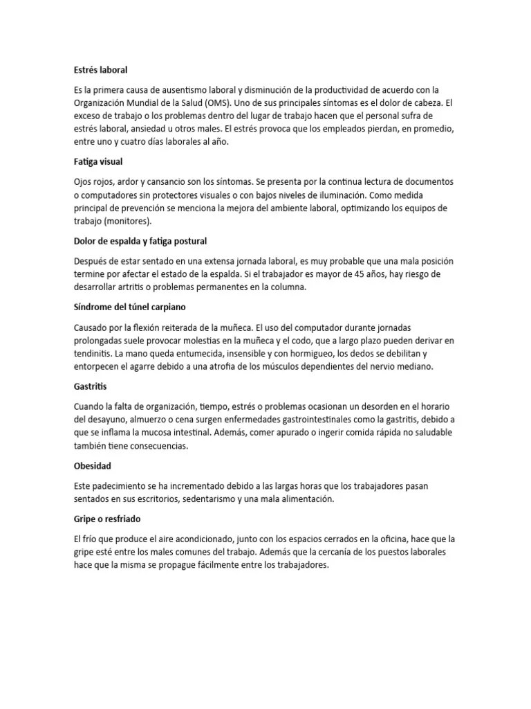 Diagrama De Enfermedades Ocupacionales | PDF