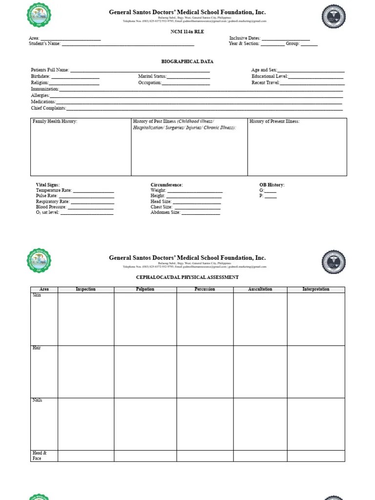 Physical Assessment Format | PDF