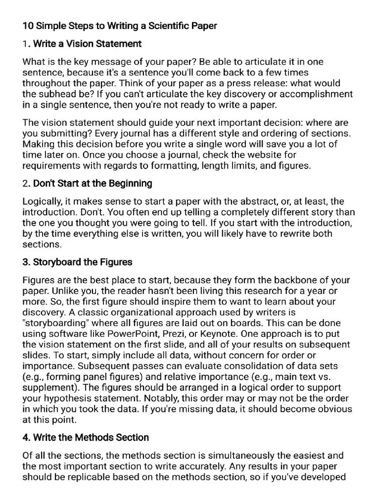 10 Simple Steps To Writing A Scientific Paper | PDF