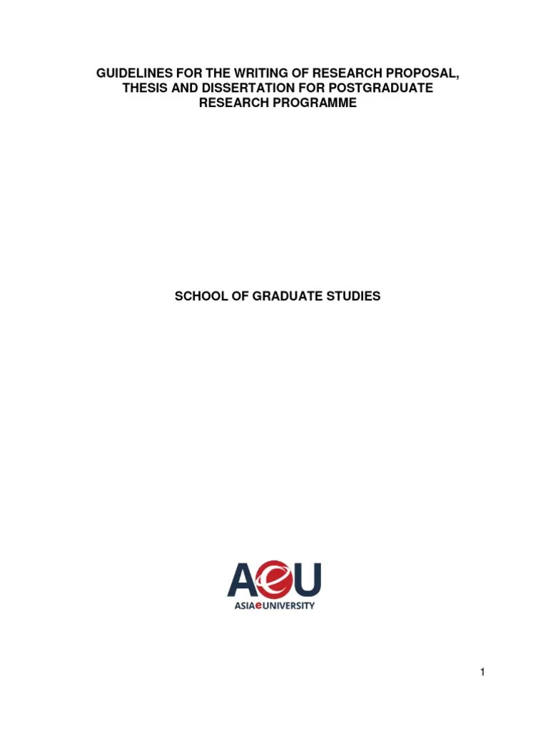 AeU - Guidelines For The Writing Of Research Proposal, Thesis ...