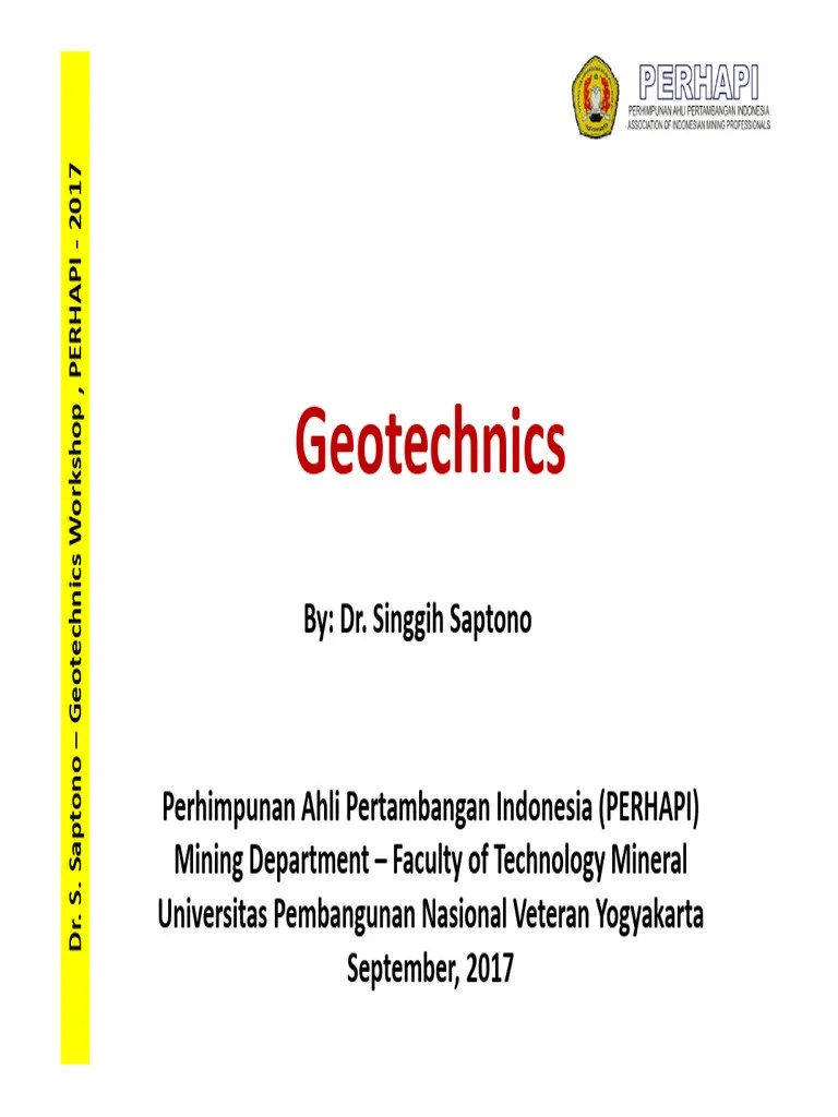 Handout Geotechnics - WG Geotechnic PERHAPI - 2017lab MekBat UPN Veteran Yogyakarta | PDF | Rock ...