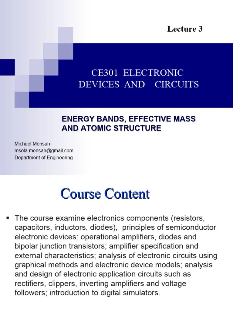 Lecture 3 Atomic Structure | PDF | P–N Junction | Semiconductors