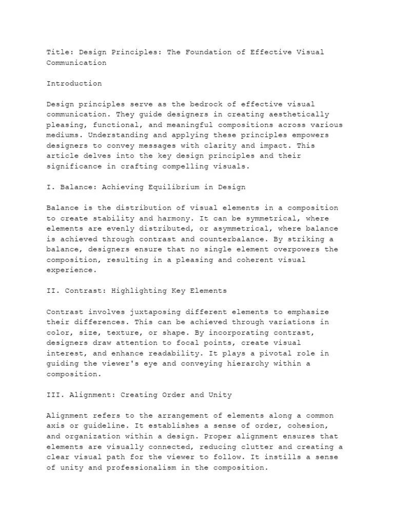 Design Principles - The Foundation Of Effective Visual Communication | PDF