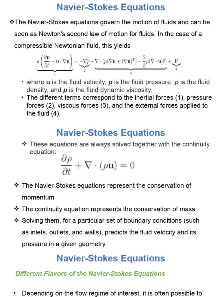 Navier Stokes Equation Lecture | Download Free PDF | Fluid Dynamics | Navier–Stokes Equations