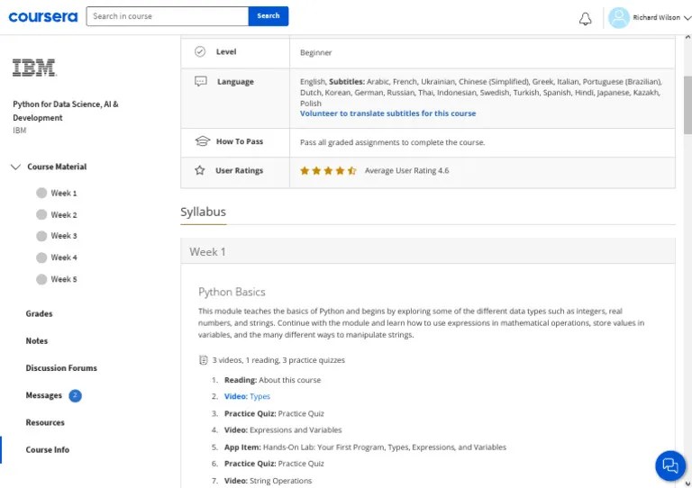 Python For Data Science, AI & Development - IBM - Course Info ...