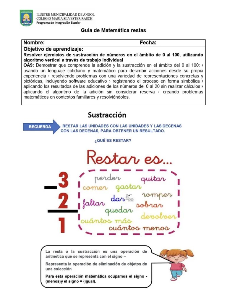 Guía De Matemática Restas | PDF