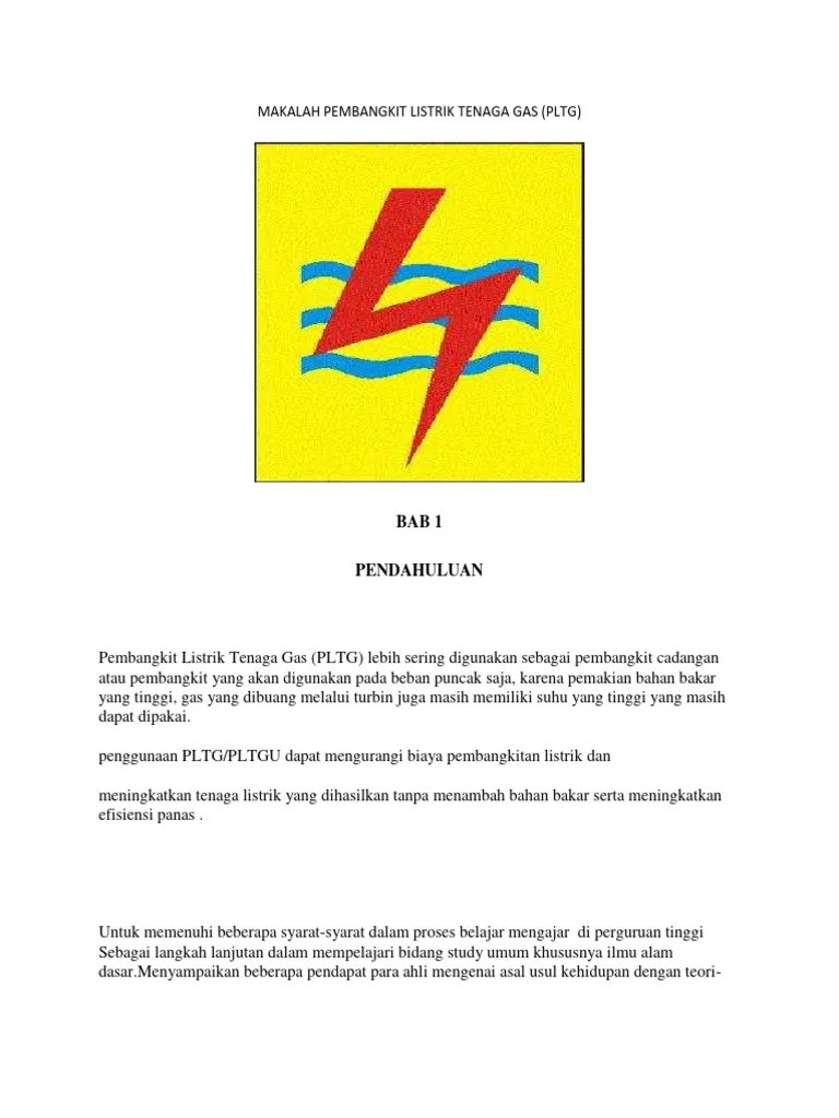 Makalah Pembangkit Listrik Tenaga Gas PL | PDF
