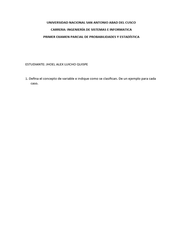 Primer Examen Parcial. 2023-2 | PDF