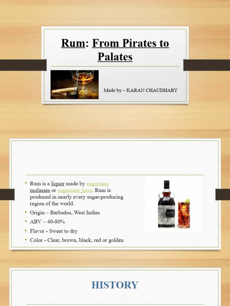 Rum PPT By Karan | PDF | Rum | Sugarcane