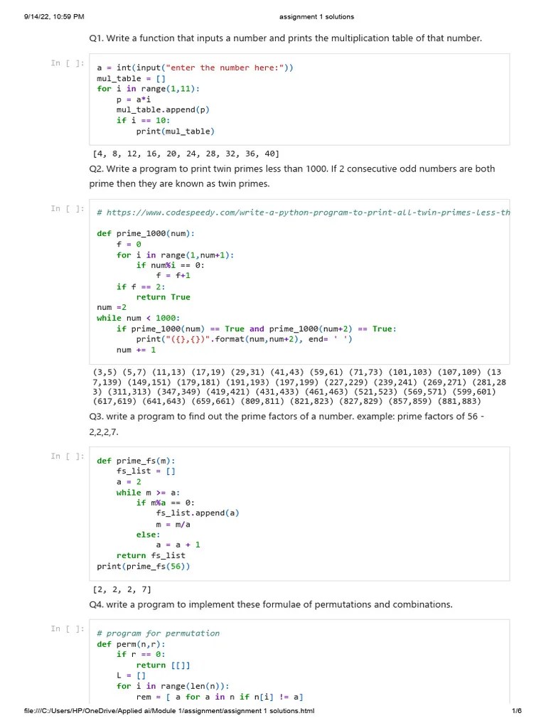 Assignment 1 Solutions - PDF | PDF