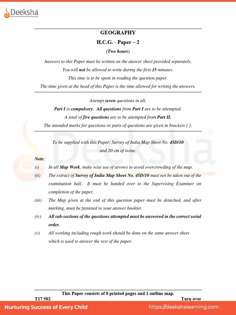 ICSE-Class-10-Geography-Question-Paper-2017 | PDF | Soil | Irrigation