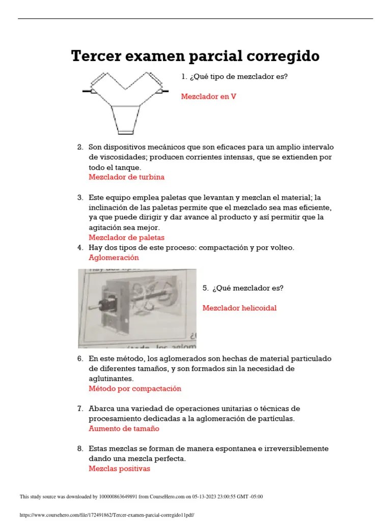 Tercer Examen Parcial Corregido 1 1 PDF | PDF | Líquidos | Sinterización