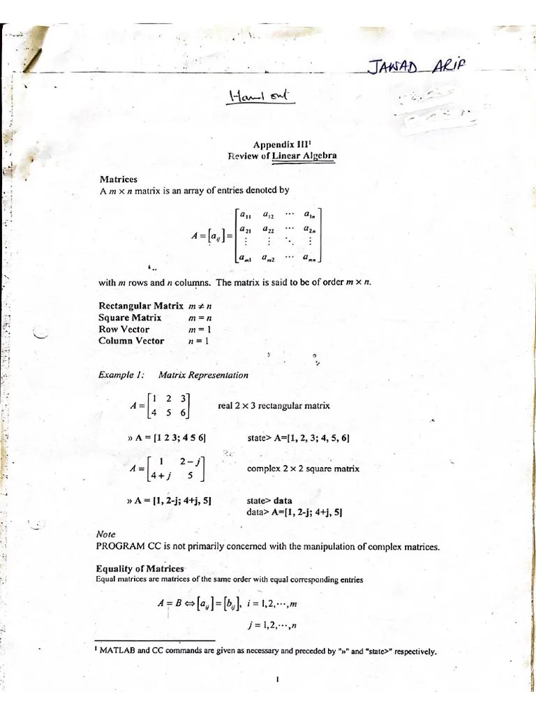 Review Of Linear Algebra | PDF