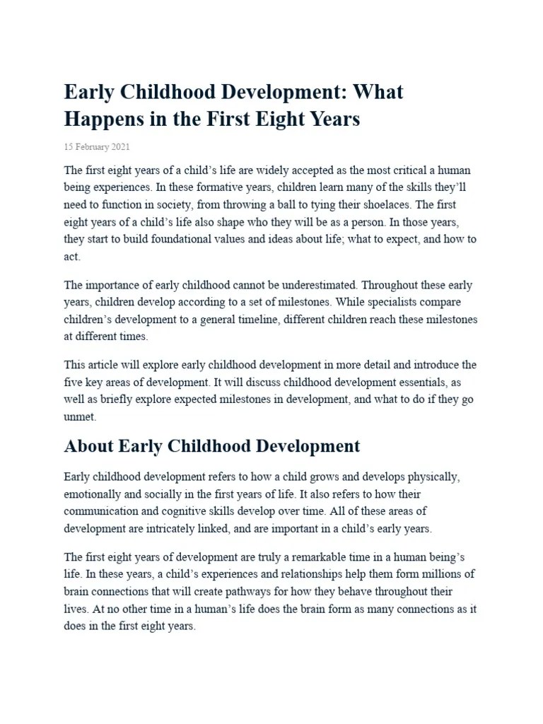Early Childhood Development | PDF | Wellness