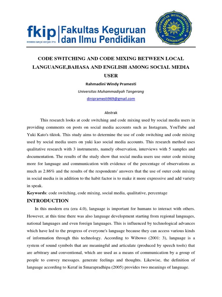 Code Switching And Code Mixing Analysis | PDF