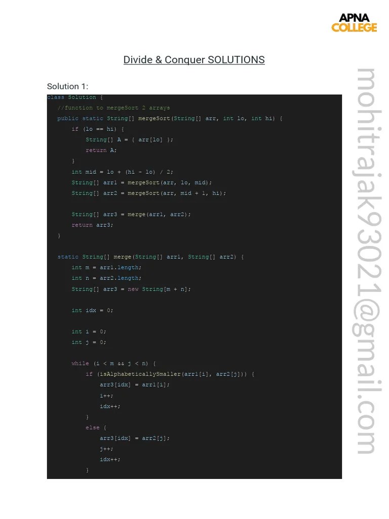 Divide & Conquer Solutions | PDF | Teaching Methods & Materials