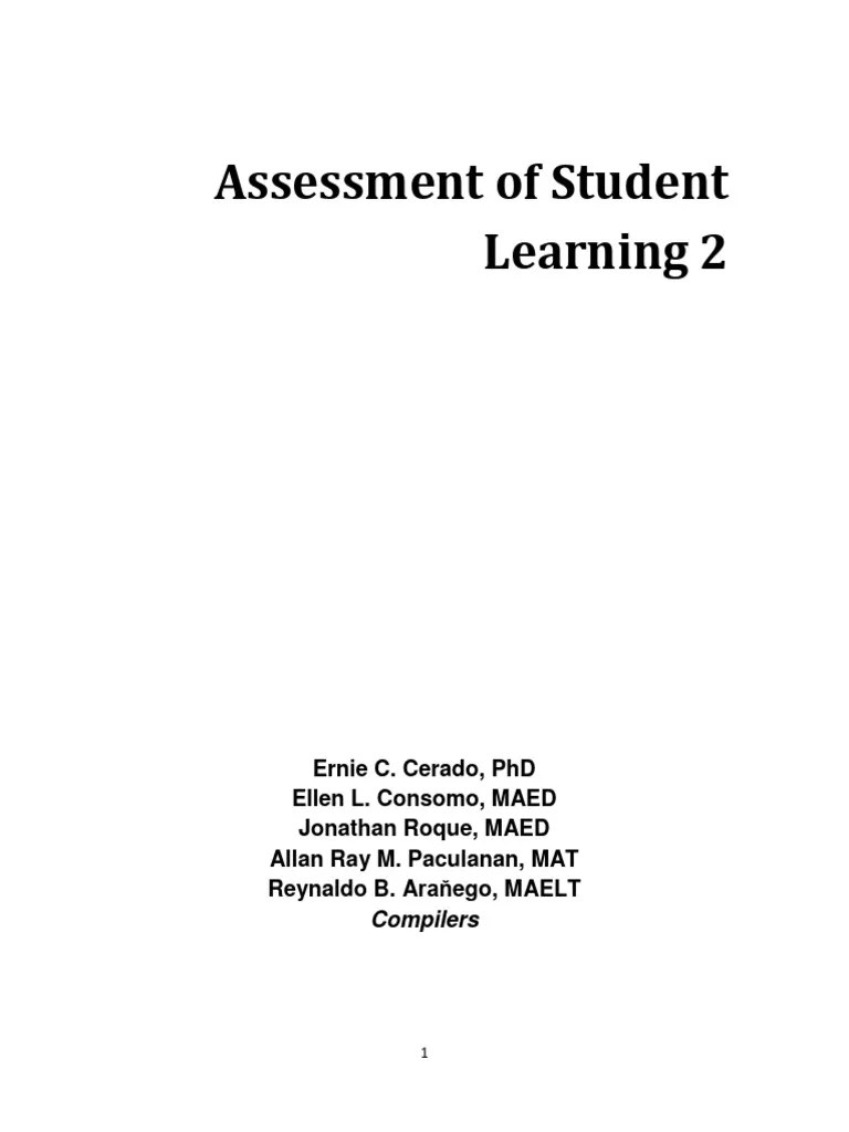 Assessment Of Learning 2 Module | PDF | Educational Assessment | Learning