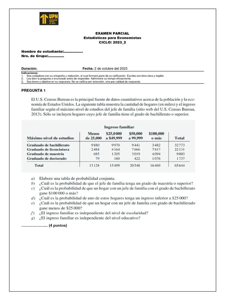 Examen Parcial 2023 2 | PDF