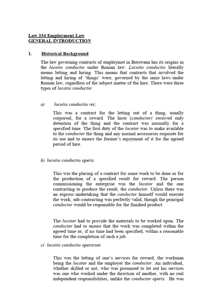 Employment Law Notes (Weeks I-V) | PDF | Employment | Contractual Term