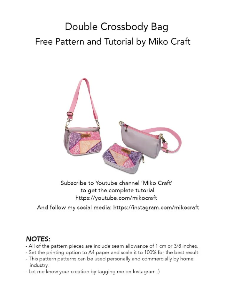 Double Crossbody Bag - Free Pattern And Tutorial By Miko Craft | PDF