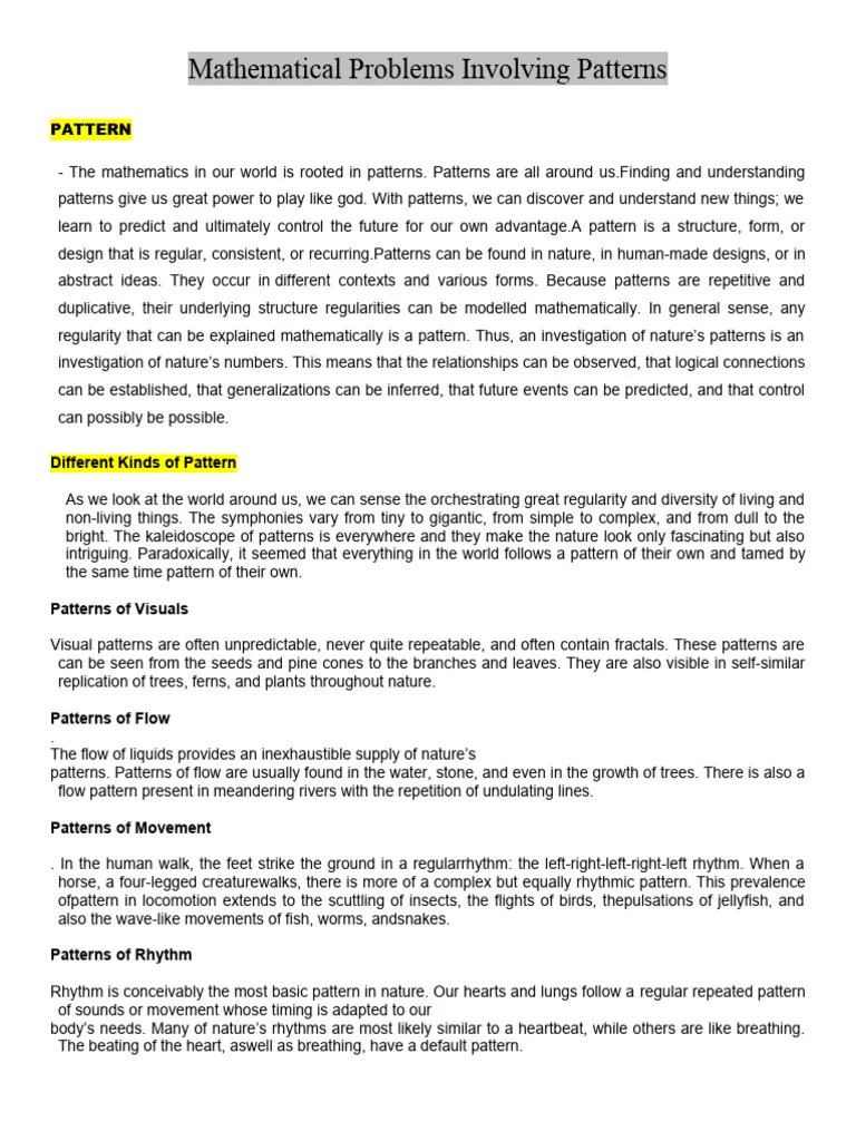 Mathematical Problems Involving Patterns | PDF | Pattern | Symmetry