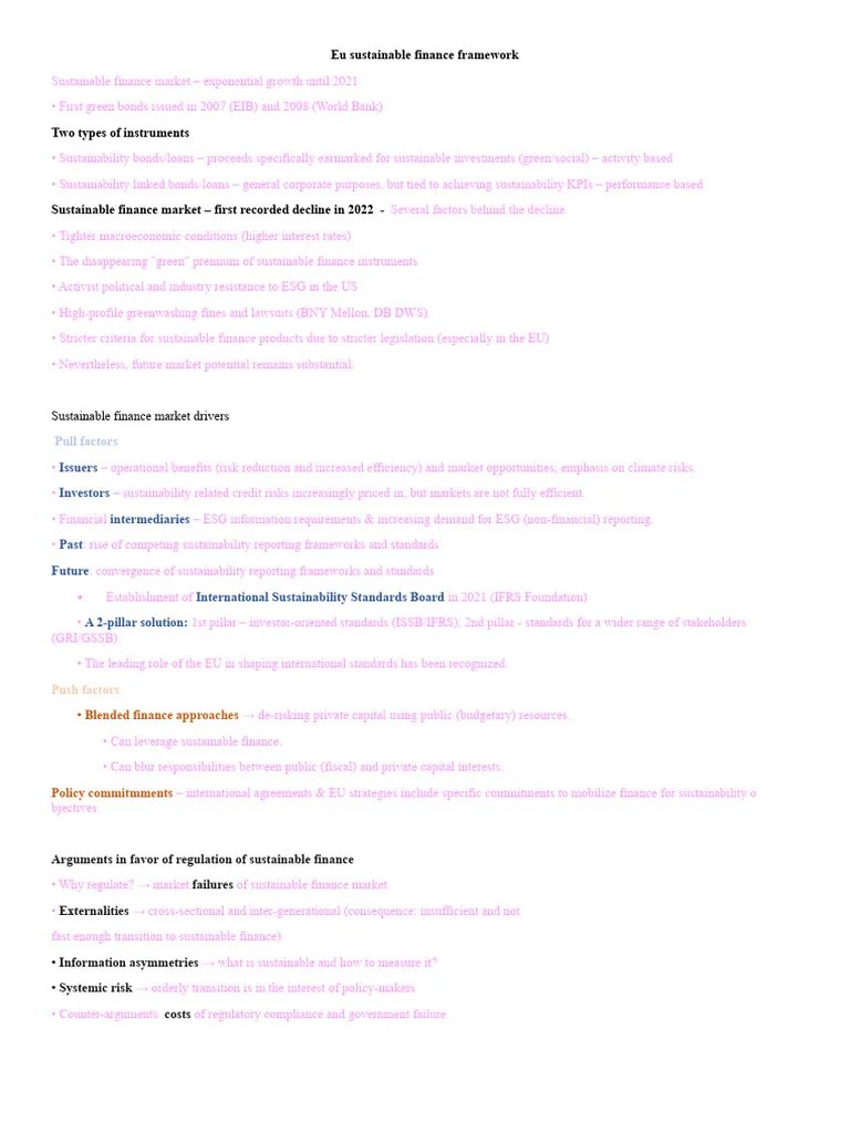 Eu Sustainable Finance Framework | PDF | Sustainability | European Union