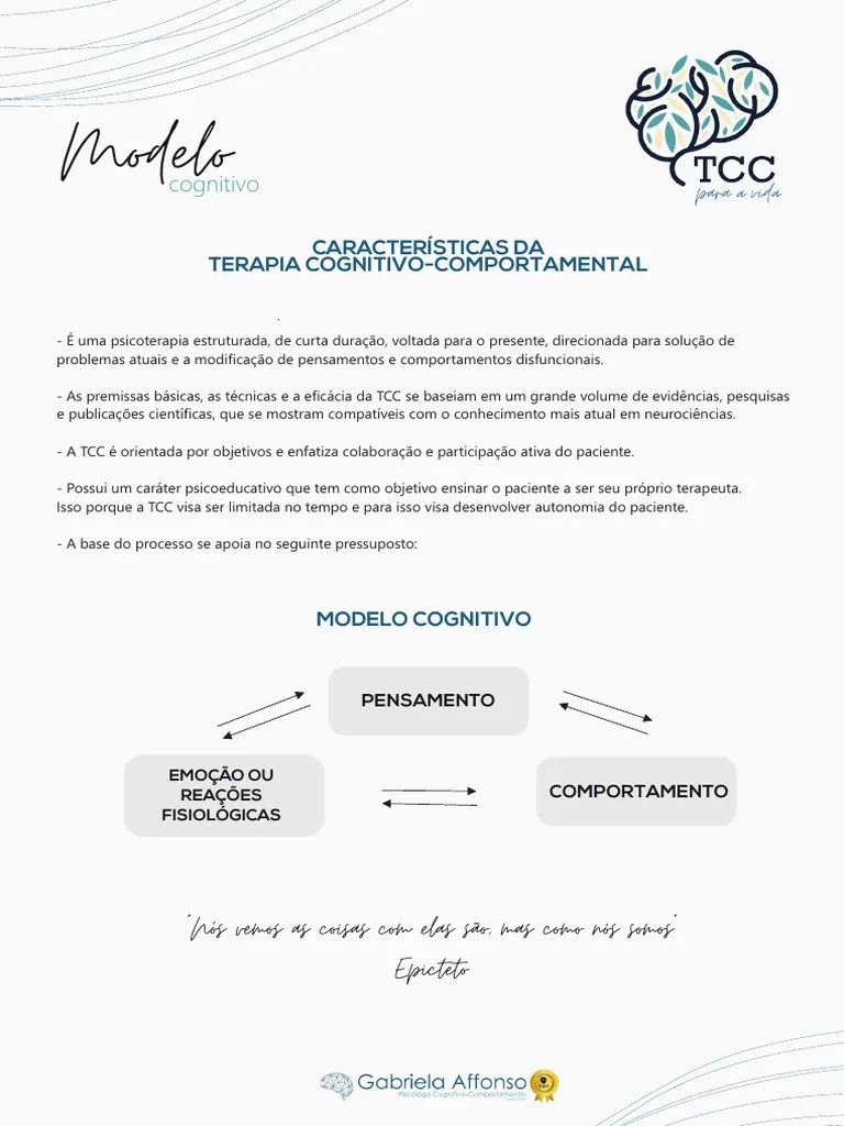 Modelo+Cognitivo Tcc+Para+a+Vida | PDF | Pensamento | Terapia Cognitiva Comportamental