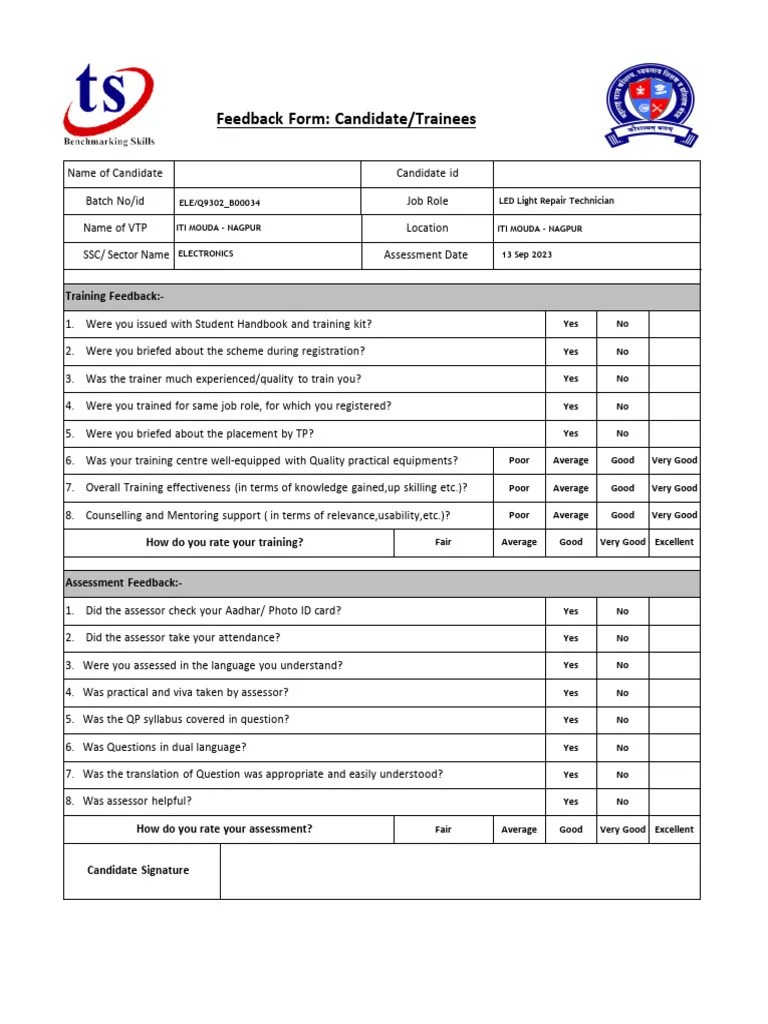 Candidate Feedback Form - B00034 | PDF