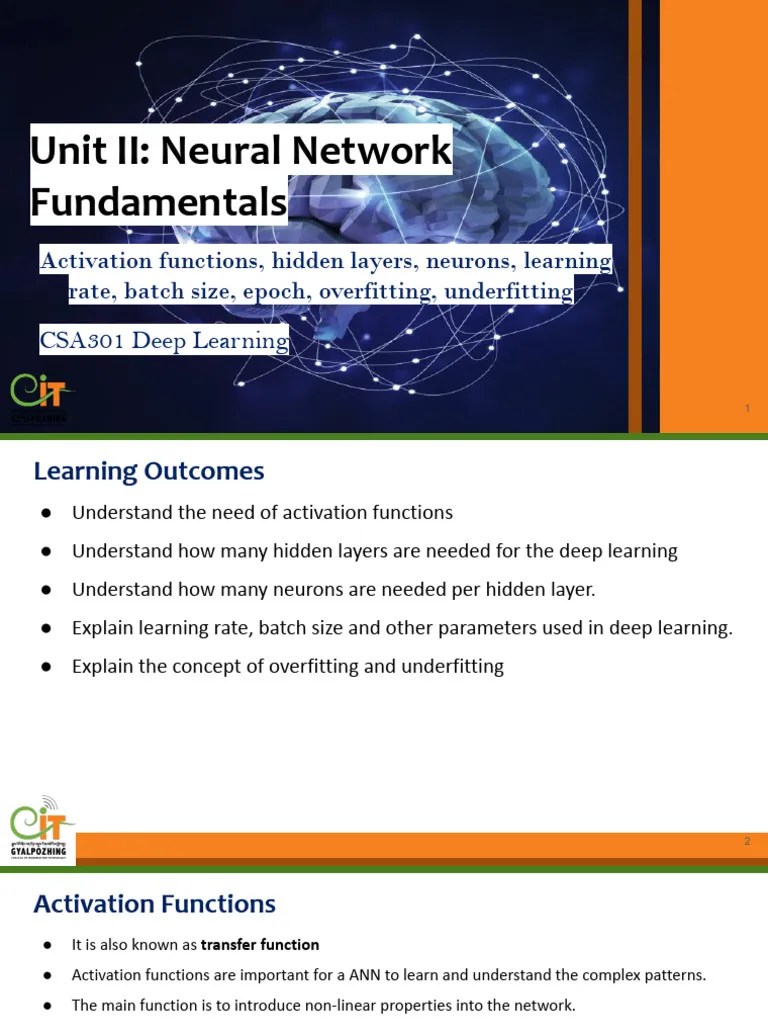Week 5 - Unit II - Neural Network Fundamentals - III | PDF