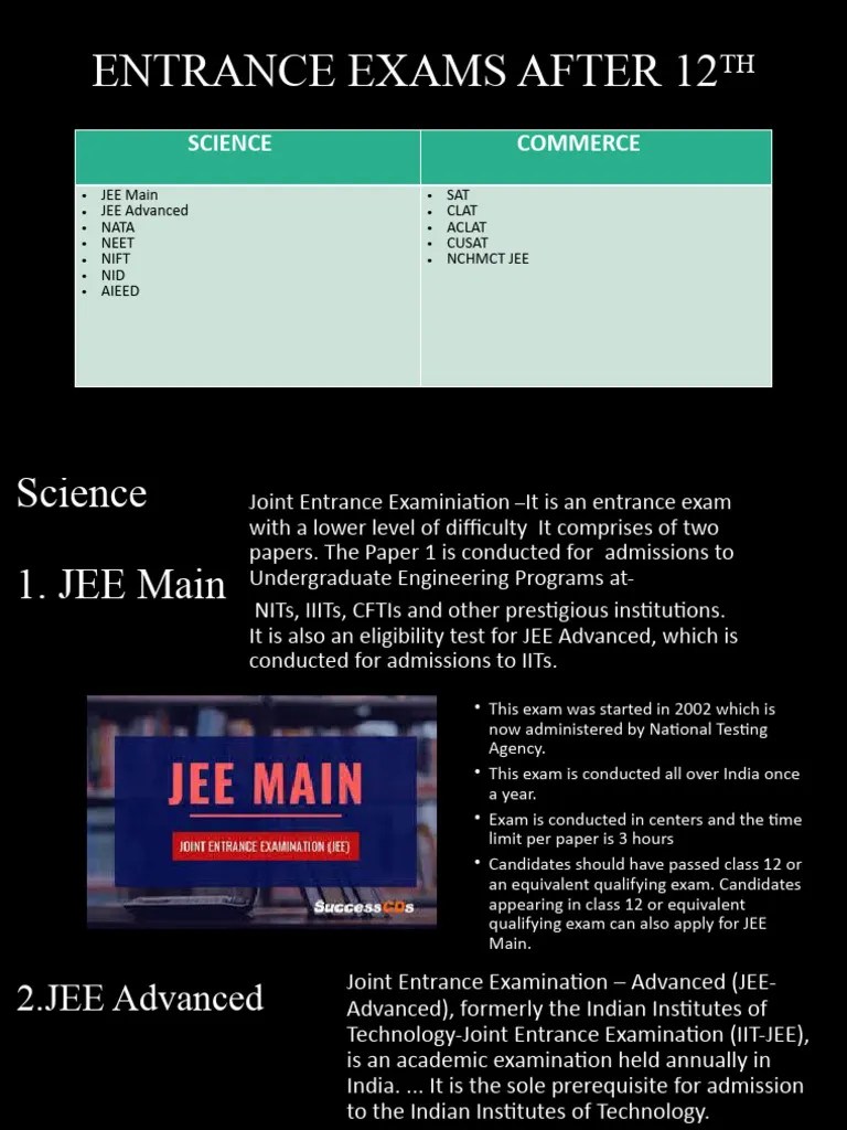 Entrance Exams After 12th | PDF