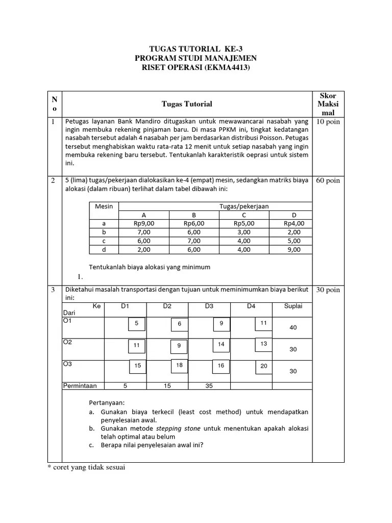 TUGAS 3 TUTORIAL EKMA4423-Riset Operasi | PDF