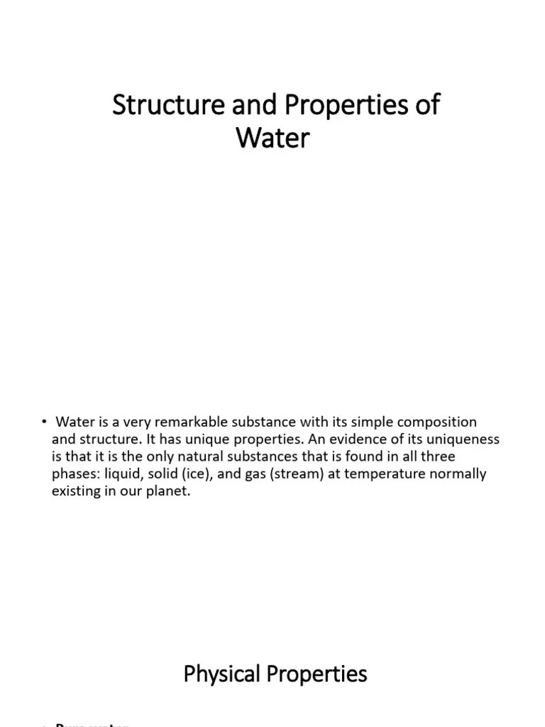 Week 003 Structure And Properties Of Water Pdf