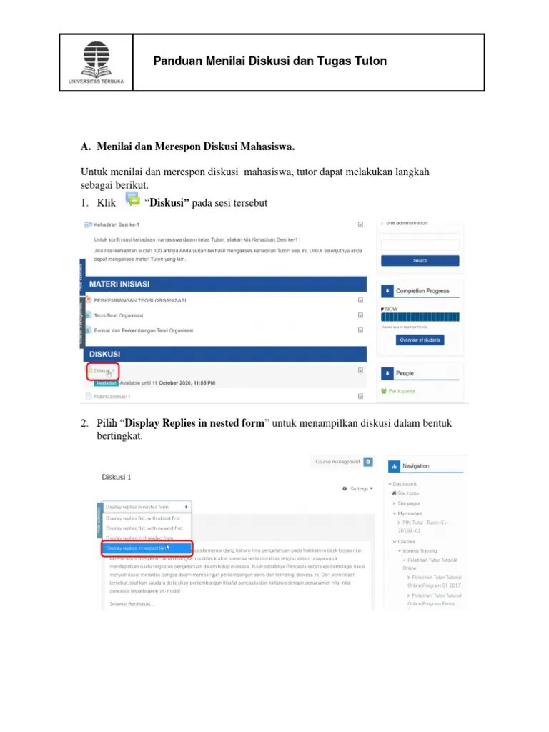 Panduan Menilai Diskusi Dan Tugas Tuton | PDF